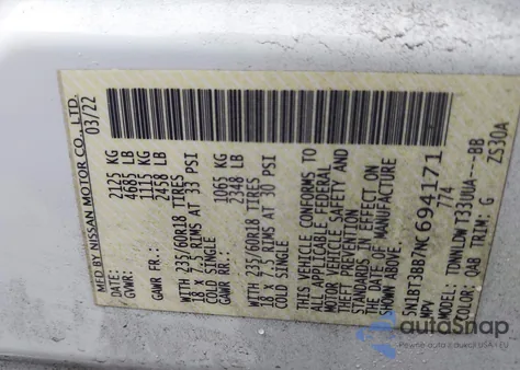 2022 Nissan Rogue Sv Intelligent Awd from USA, damaged, VIN 5N1BT3BB7NC694171